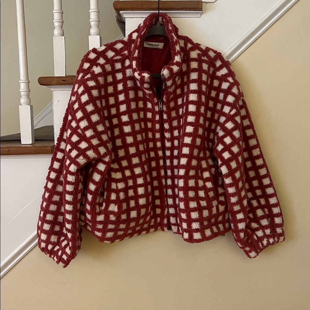 Butter Melon Checkered Teddy Jacket - Picture 5 of 7